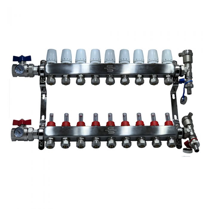 Manifold de acero inoxidable 9 circuitos