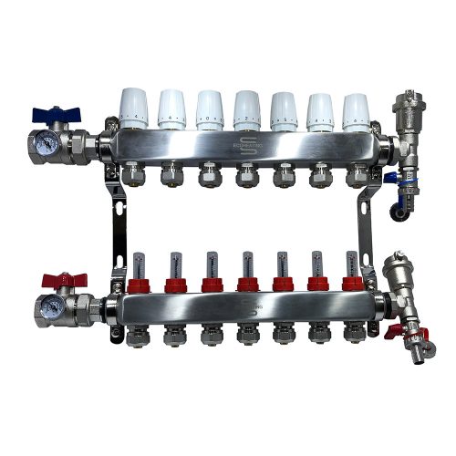 Manifold de acero inoxidable de 7 circuitos